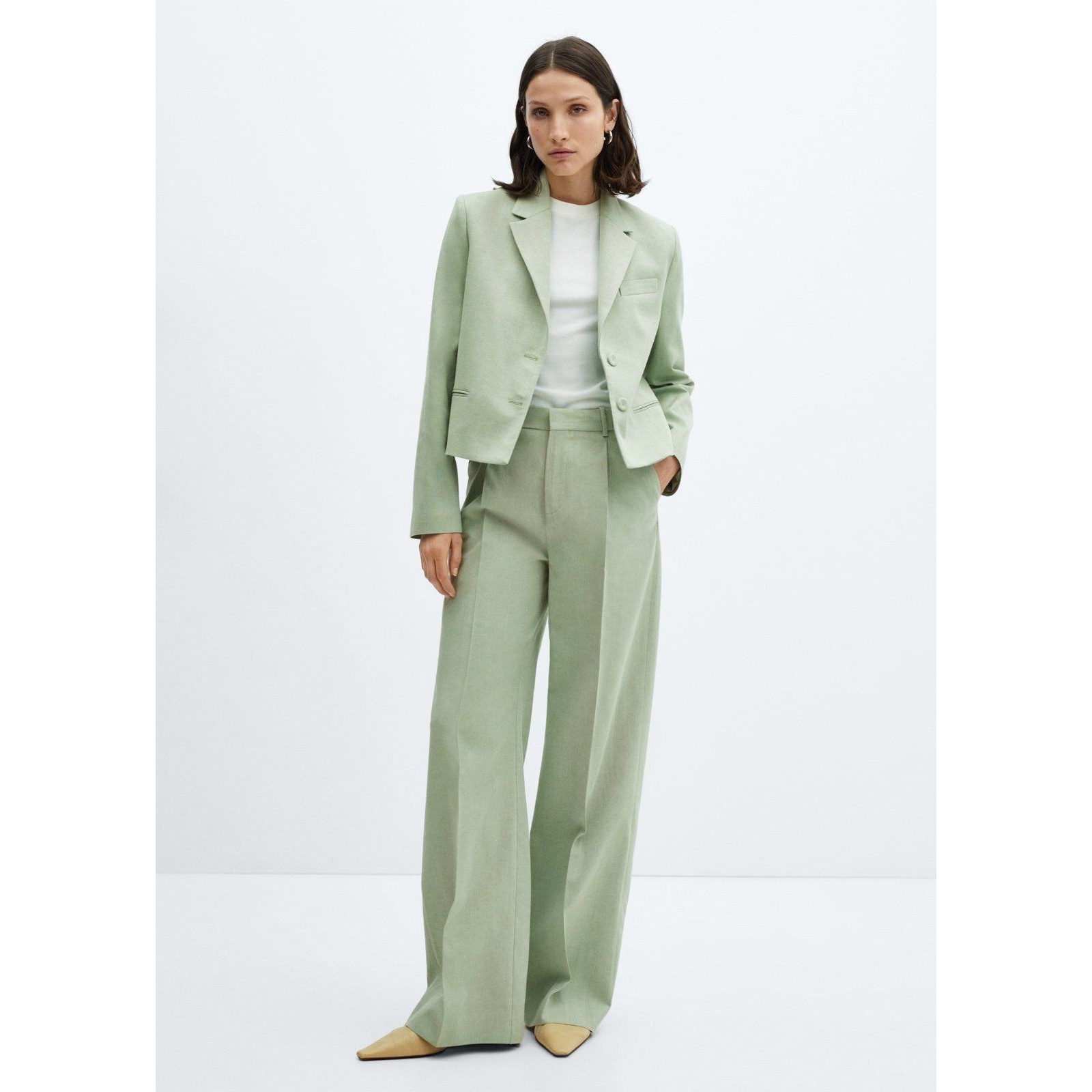 Nwt Mango Cropped Blazer With Buttons And Pleated Wideleg Suit Trousers Suit